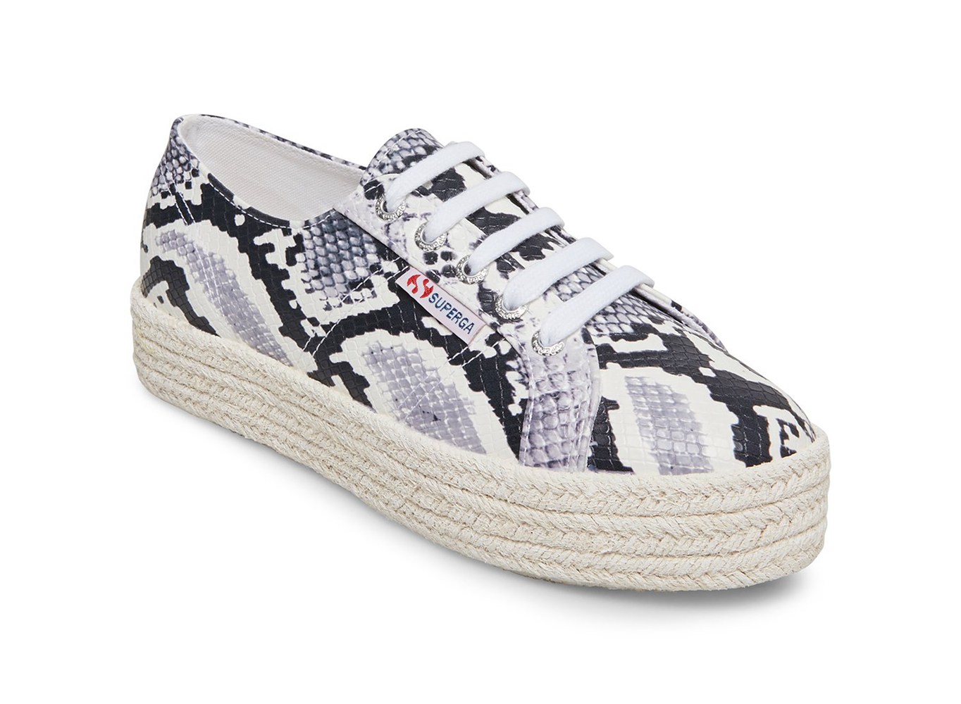 Platform Feminino Pretas/Branco/Serpentine - Superga 2730 Pufanropew - TWASV-3547